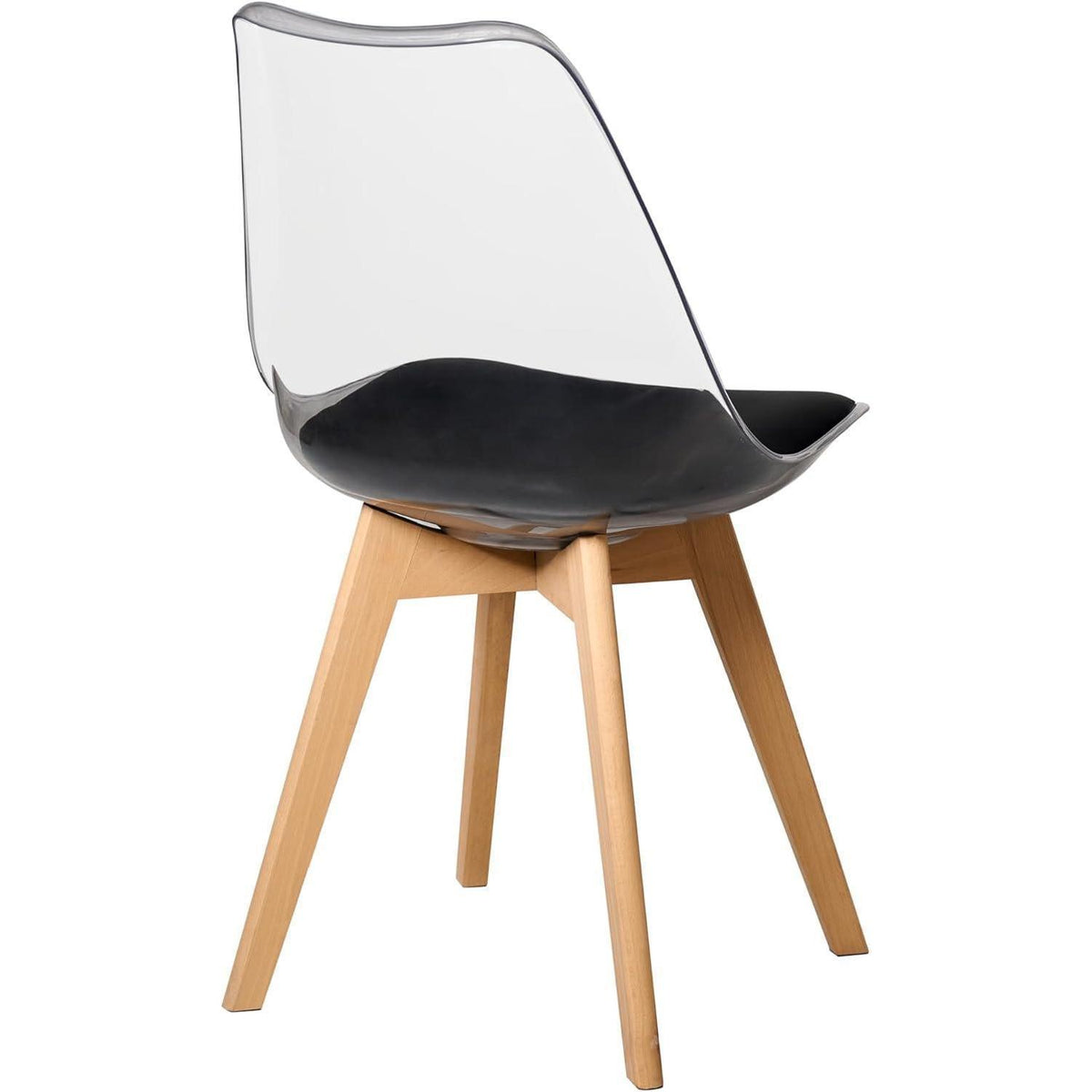 8 Moderne Transparente Esszimmerstühle mit Kissen & Holzbeine