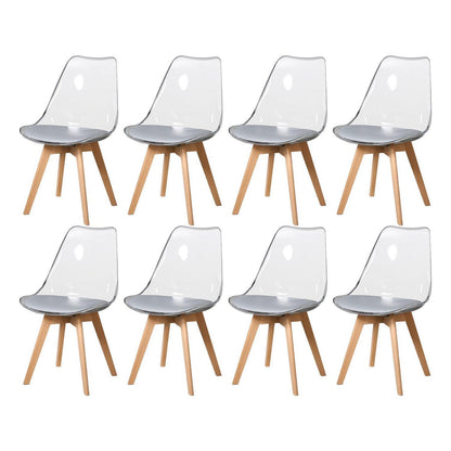 Moderner Esszimmerstuhl Set (8) – Transparent Grau, Skandinavisch