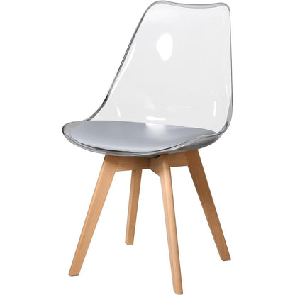 Moderner Esszimmerstuhl Set (8) – Transparent Grau, Skandinavisch