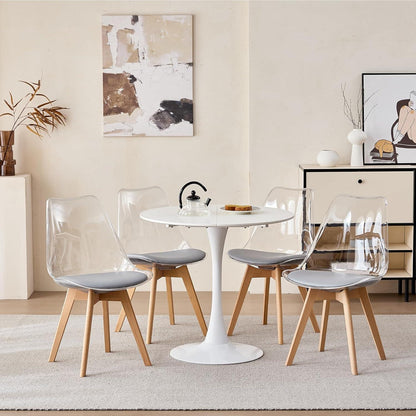 Moderner Esszimmerstuhl Set (8) – Transparent Grau, Skandinavisch