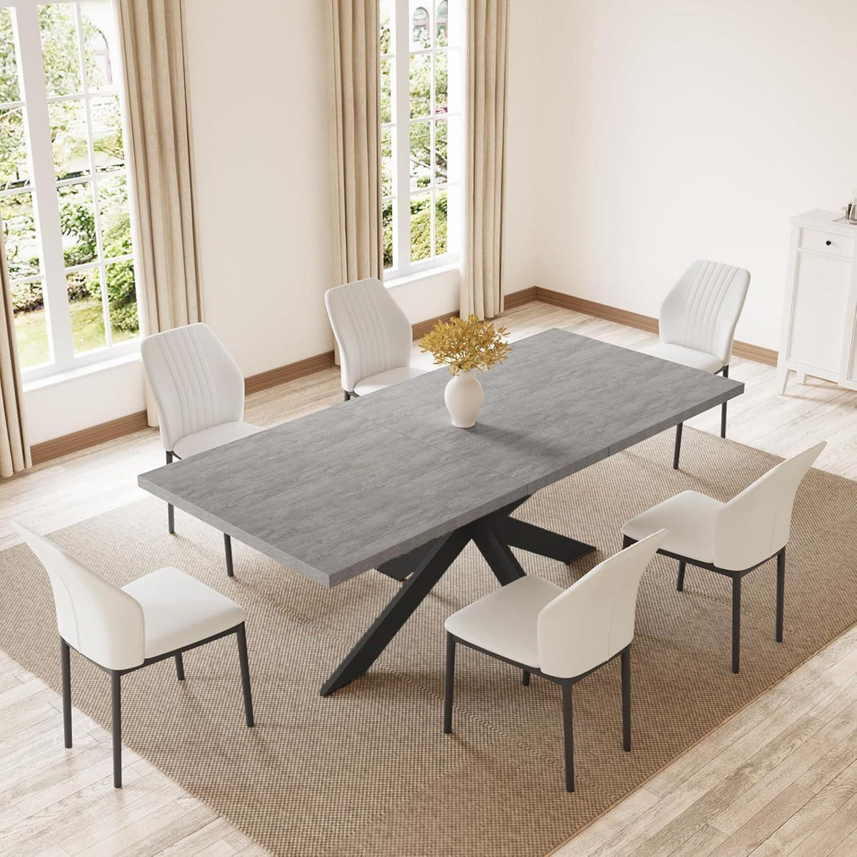 Ausziehbarer Esstisch mit 6 Stühlen – Modernes Esszimmer Set