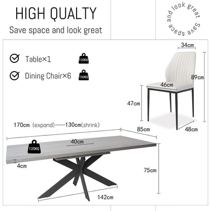 Ausziehbarer Esstisch mit 6 Stühlen – Modernes Esszimmer Set