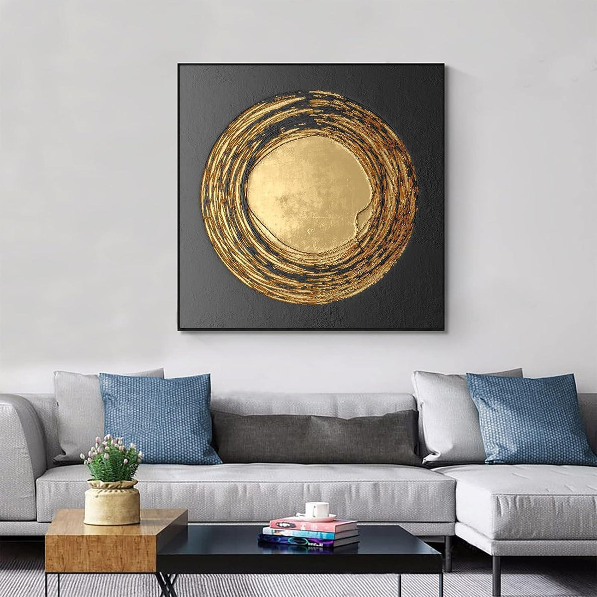 Abstrakte Leinwandbilder Gold 4er Set 50x50cm Rahmenlos