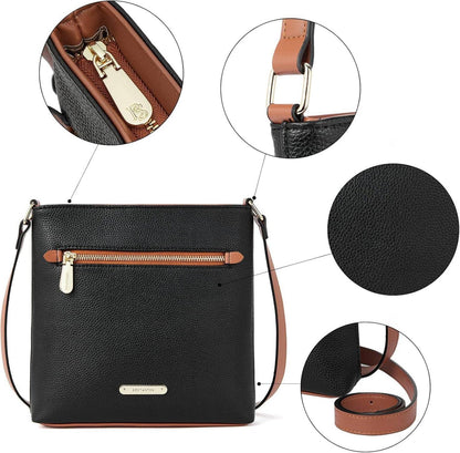 BOSTANTEN Umhängetasche Damen Mittelgroß Leder Crossbody Elegant Schwarz Braun