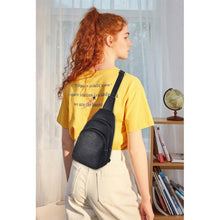 Telena Damen Crossbody Sport Umhängetasche Schwarz in Lederoptik