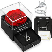 Ewige Rose Mama Halskette Geschenkbox Rot