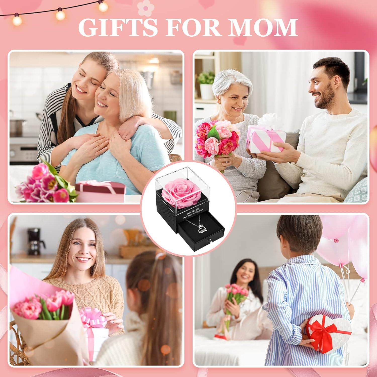 Ewige Rose mit 'Mama' Halskette Geschenkbox
