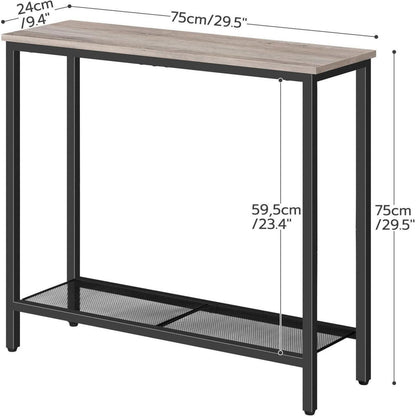 HOOBRO Schmaler Konsolentisch mit Ablageregalen 75x24x75 cm