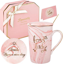 Boss Lady Geschenke Tasse Marmor-Keramik-Set 420ML Rose