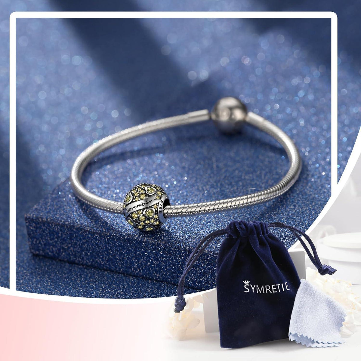 925 Sterling Silber Geburtsstein Herz Charm Anhänger für Damen