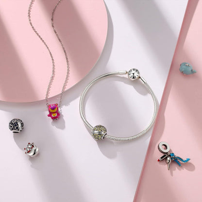 925 Sterling Silber Geburtsstein Herz Charm Anhänger für Damen