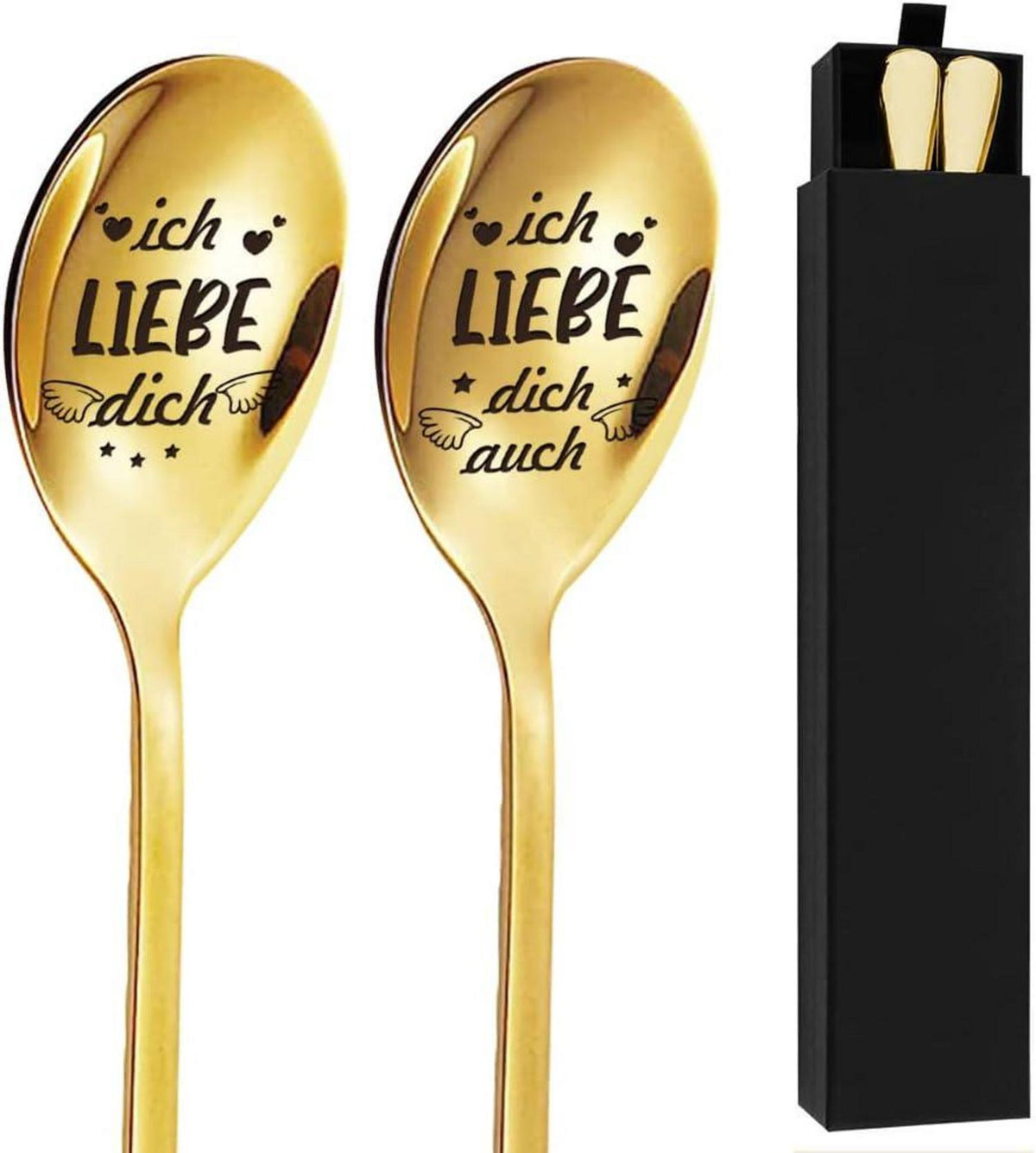 2 Latte Macchiato Löffel Gold Gravur Liebe Dich Geschenke Paare