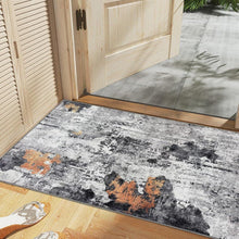 Waschbarer Teppich Abstrakt 60x110CM Rutschfest Outdoorteppich Schwarz