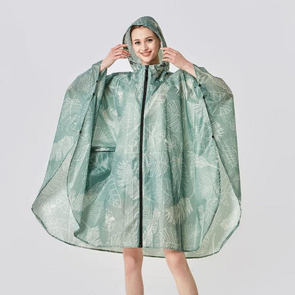 Wasserdichter Fahrrad-Regenponcho mit Kapuze, Einheitsgröße Blatt