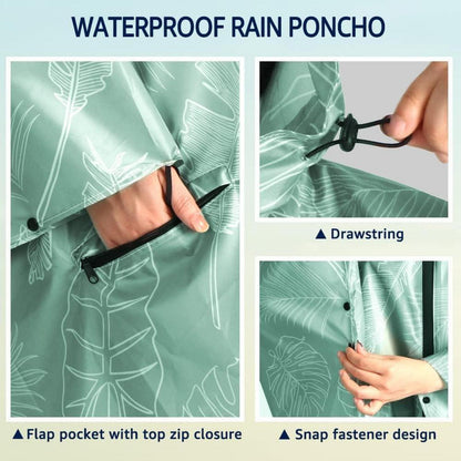 Wasserdichter Fahrrad-Regenponcho mit Kapuze, Einheitsgröße Blatt