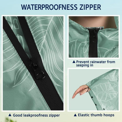 Wasserdichter Fahrrad-Regenponcho mit Kapuze, Einheitsgröße Blatt