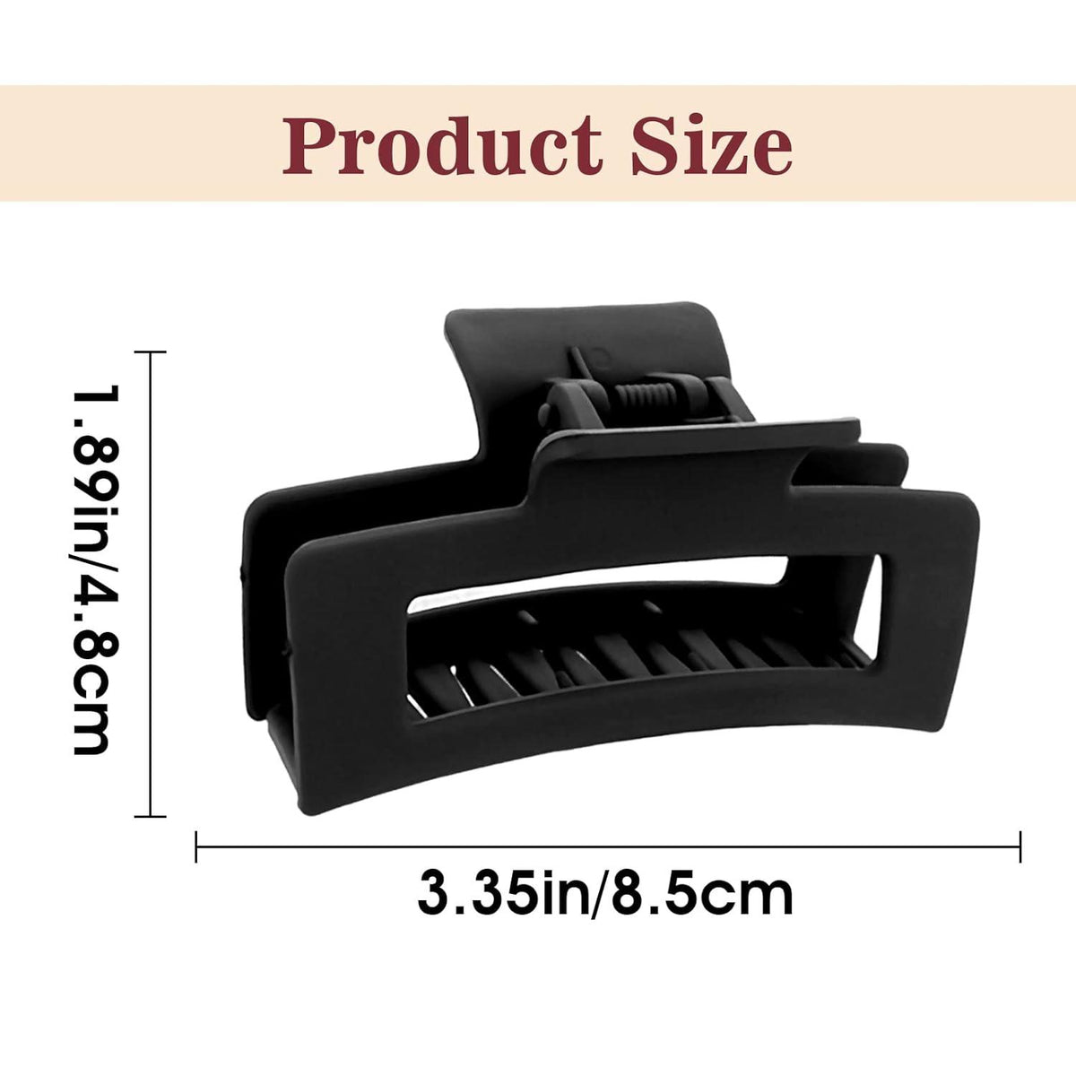 Quadratische Klauenclips 2er Set 8.5 cm Schwarz Matt