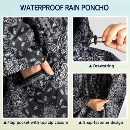 Regenponcho Damen & Herren mit Kapuze, wasserdicht, für Radfahren & Outdoor