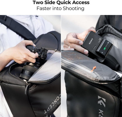 K&F Concept Kamerarucksack mit 16Zoll-Laptopfach Canon Nikon Sony DJI Mavic - Schwarz 25L