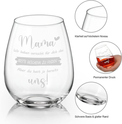 Weinglas 450ml Mama Geschenk Muttertag Geburtstag Weihnachten