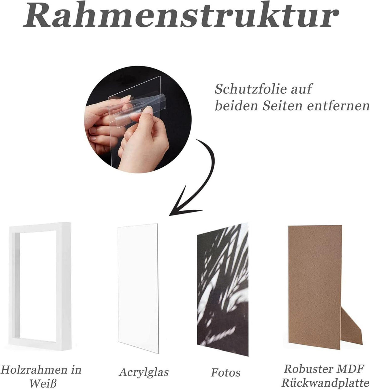 Bilderrahmen Set 20x30cm Weiß Holz Fotorahmen 8x12 Zoll 3er Rahmen