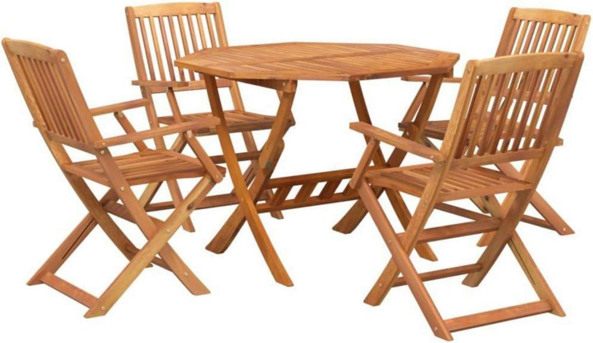 Gartenmöbel-Set 5-TLG. Gartengarnitur Massivholz Akazie