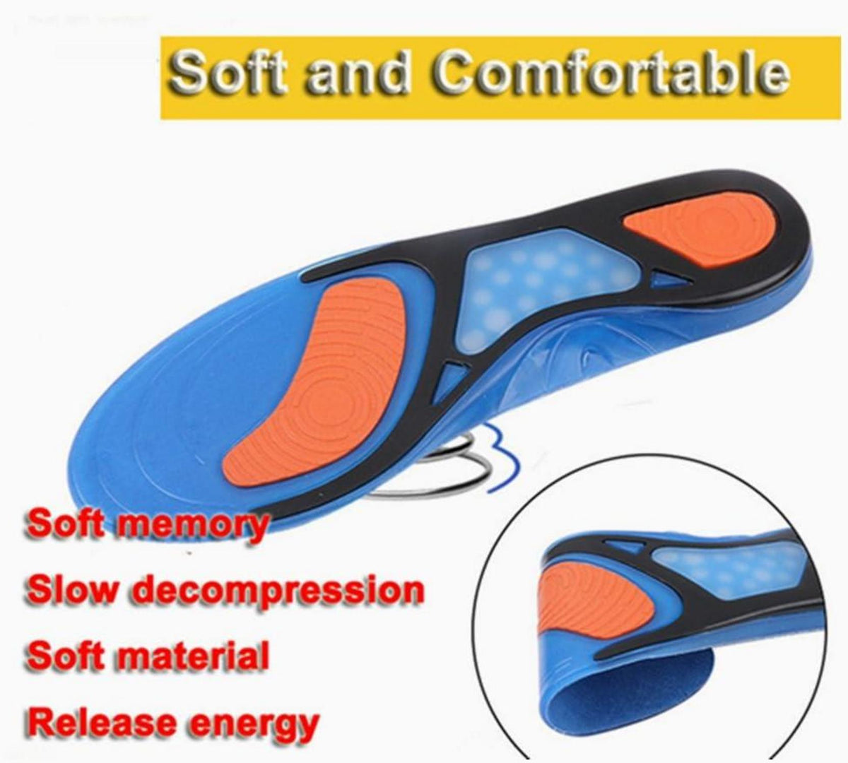 Sport Komfort Silikon Gel Einlegesohlen orthopädisch 43-45