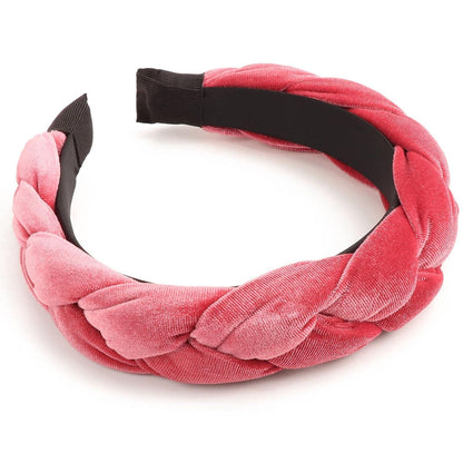 Geflochtenes Samt Stirnband Elastisch Criss Cross Haarband Peach Pink