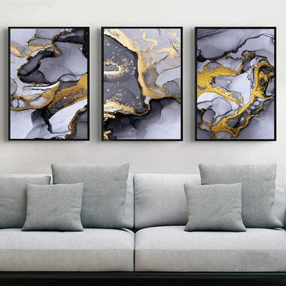 Abstrakte Wandbilder Wohnzimmer Grau Golden Marmor Textur