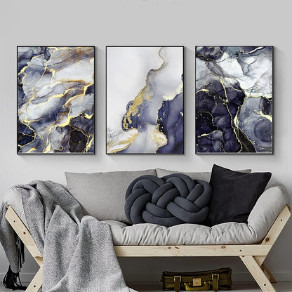 Abstrakte Goldene Marmor Textur Leinwandbilder 3er Set