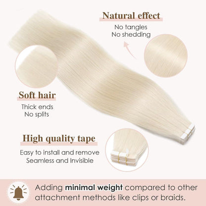 Echthaar Tape-in Extensions Platinblond (100g) - 45cm