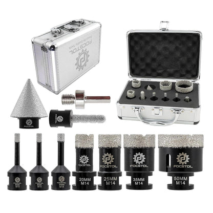 Diamant Fliesenbohrer Set mit Fasenbohrer & Fräser für Stein