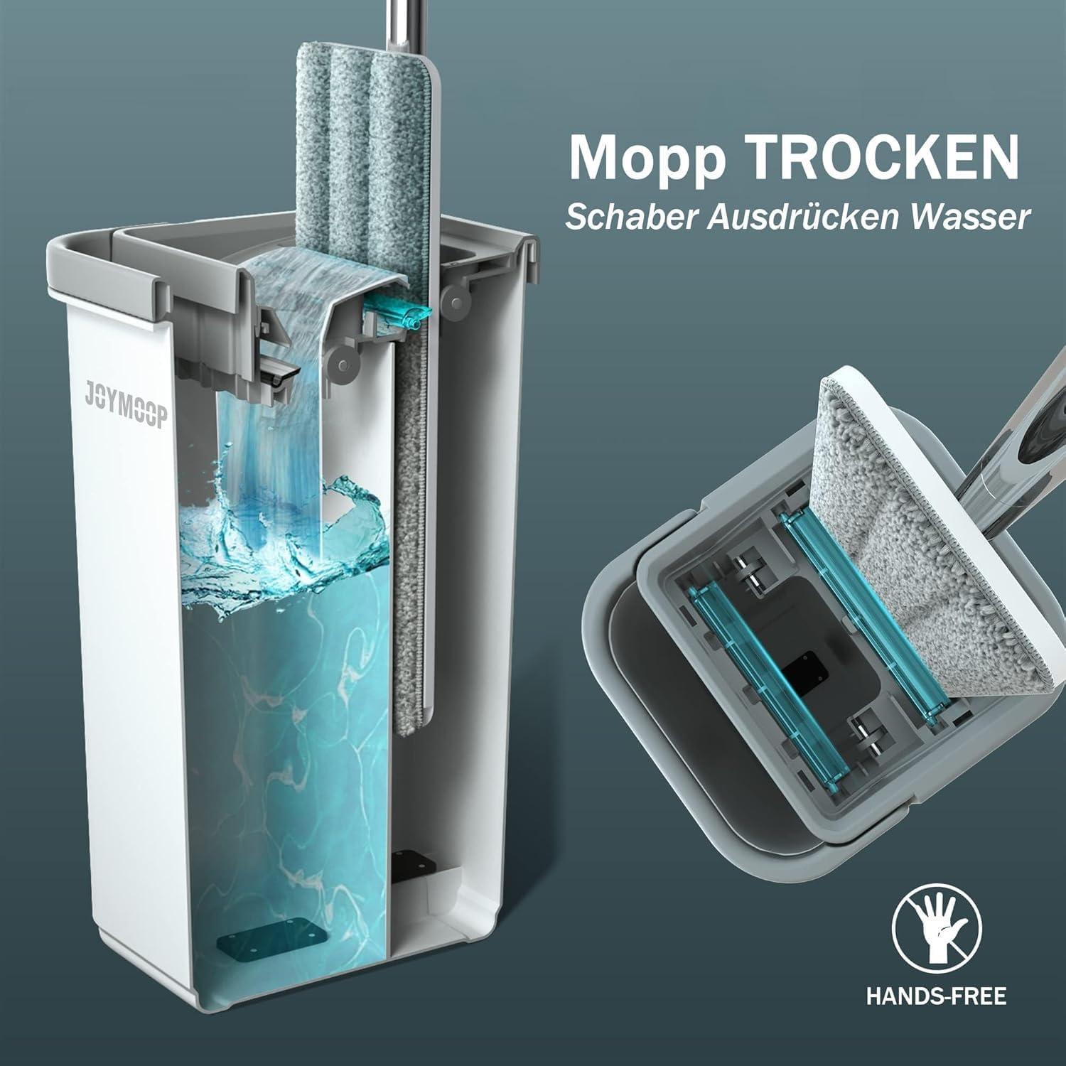 JOYMOOP Mop Eimer Wringer Set 5 waschbaren Mikrofaserpads