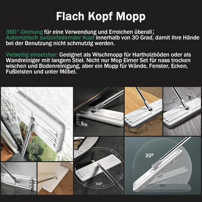 JOYMOOP Mop Eimer Set 5 waschbaren Mikrofaserpads