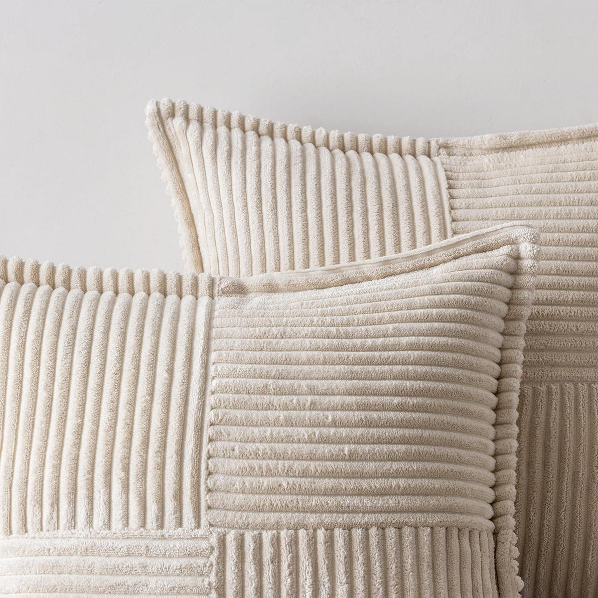 Kordsamt Kissenbezug 40x60 cm - 2er Set Creme Patchwork