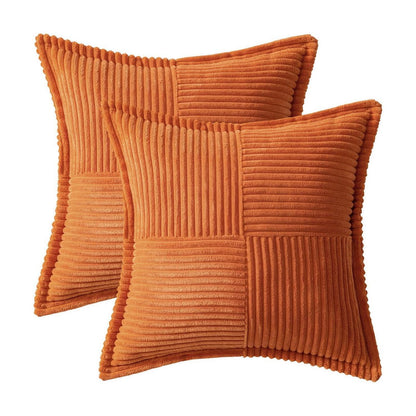 Kordsamt Kissenbezug 40x40cm Orange Patchwork 2er Set