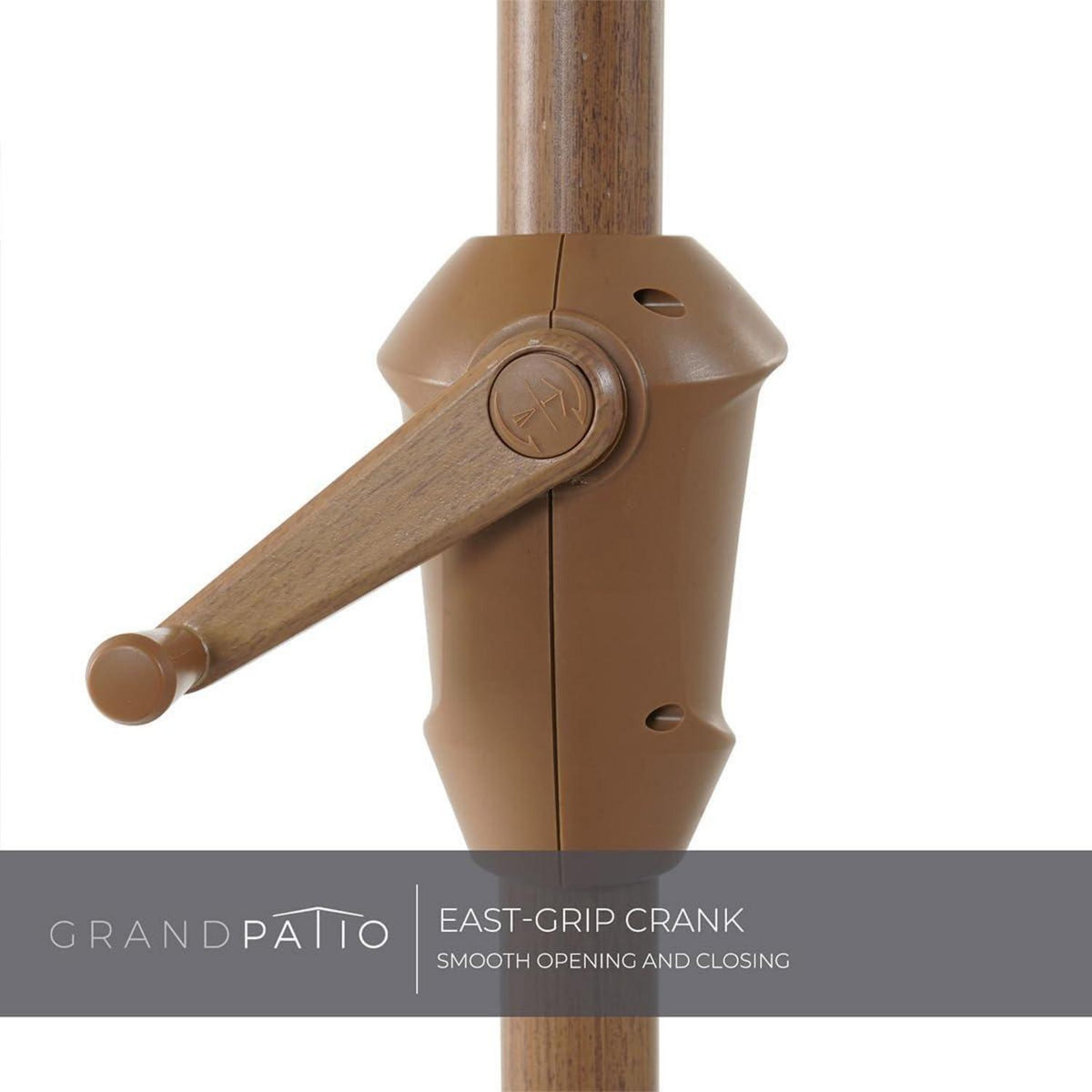 Grand patio Sonnenschirm Ø270cm Beige mit Quastendesign und Kurbel UV-Schutz