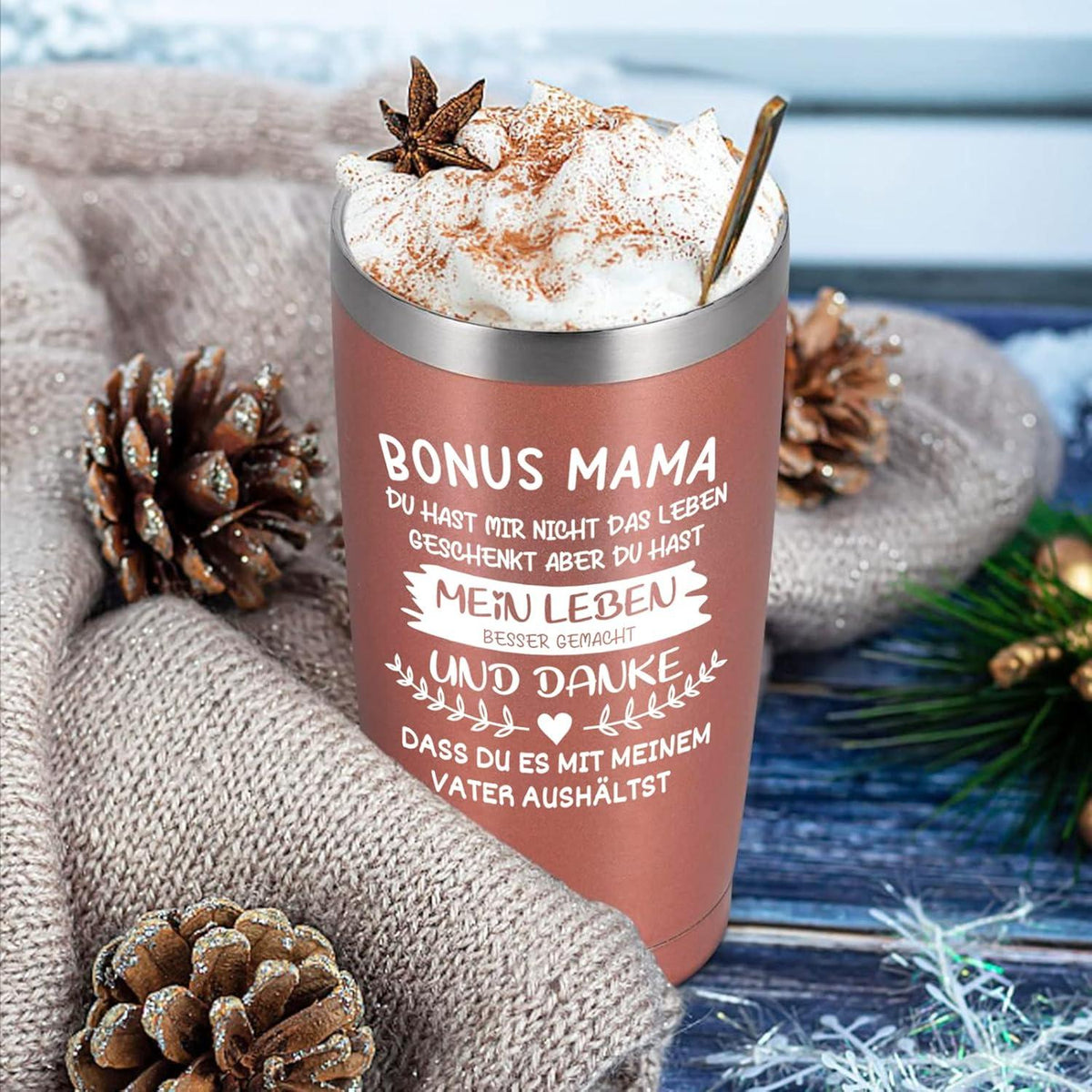 Edelstahl Kaffeebecher Thermo 600ml Bonus Mama Geschenk
