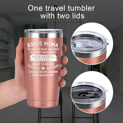 Mama Geschenk Muttertag Bonus Mama Edelstahl Kaffeebecher 20oz Thermo 600ml