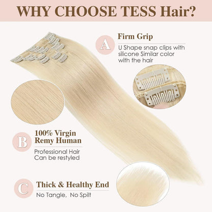 Lichtblond Clip-In Haarverlängerung Echthaar 55cm
