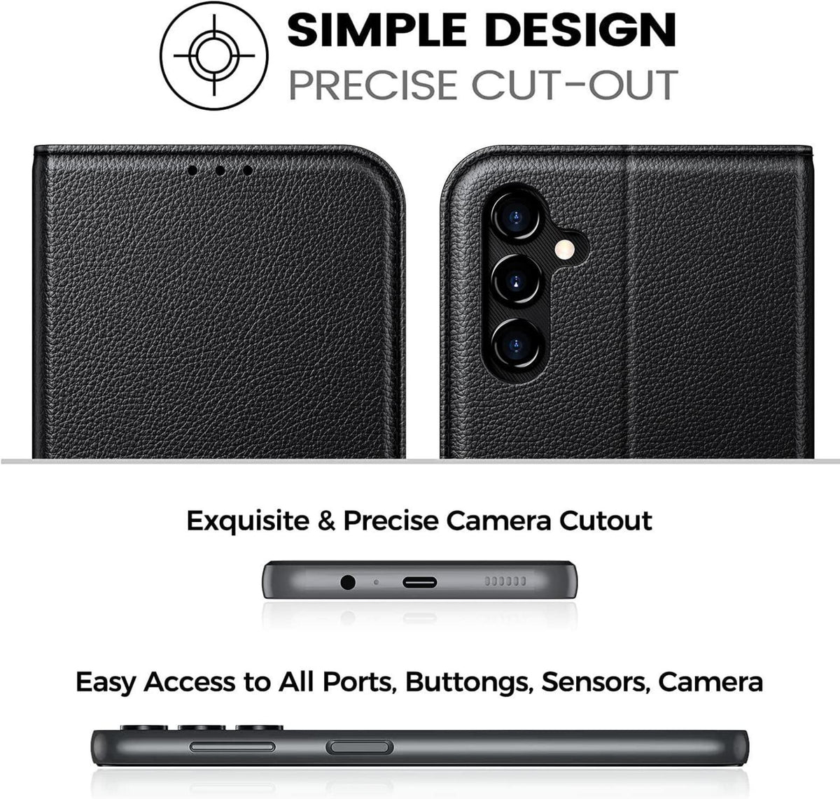 Handyhülle Samsung Galaxy A14 4G 5G Schwarz RFID PU Leder Magnet Stand