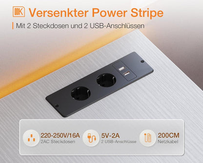 L-förmiger Schreibtisch Eckschreibtisch USB-Ladeanschluss 140cm