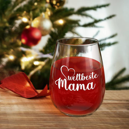 Personalisiertes Weinglas mit Gravur für die Weltbeste Mama - Ideales Muttertagsgeschenk