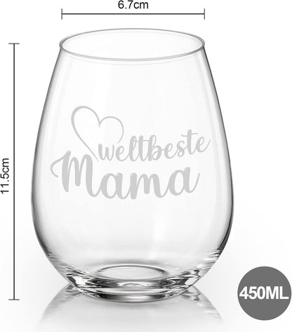 Personalisiertes Weinglas mit Gravur für die Weltbeste Mama - Ideales Muttertagsgeschenk