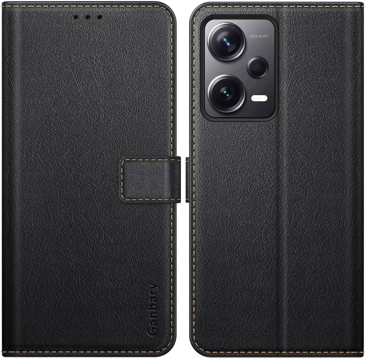 Xiaomi Redmi Note 12 Pro 5G Leder Handyhülle mit Kartenschlitzen und Standfunktion