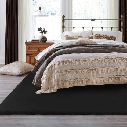 Flauschiger Teppich Schwarz 240x300 cm - Wohnzimmer & Schlafzimmer