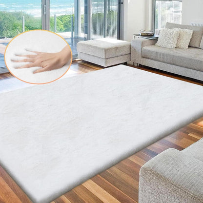 Flauschiger Kunstfell Teppich Weiß 180x270 cm - Wohnzimmer Teppich