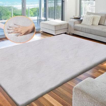 Flauschiger Kunstfell Teppich Grau 180x270 cm – Wohnzimmer & Schlafzimmer