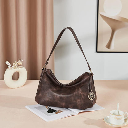 Damen Schultertasche Mittelgroß PU Leder Hobo Handtasche Henkeltasche