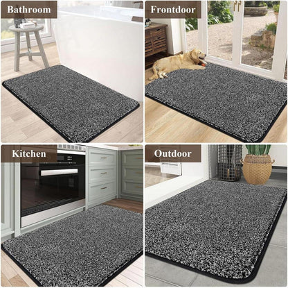 Schwarze Große Fußmatte 90x150cm - Rutschfester Eingangsteppich waschbar für